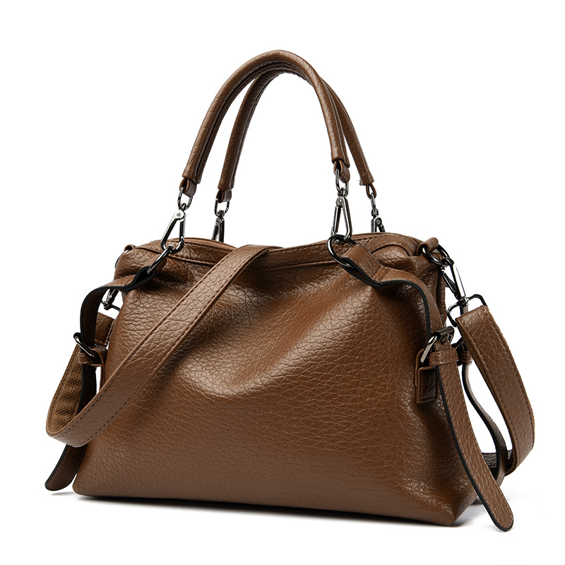 Women's bag Women's bag textured soft leather large capacity commuter tote bag versatile simple handbag_voghion.com