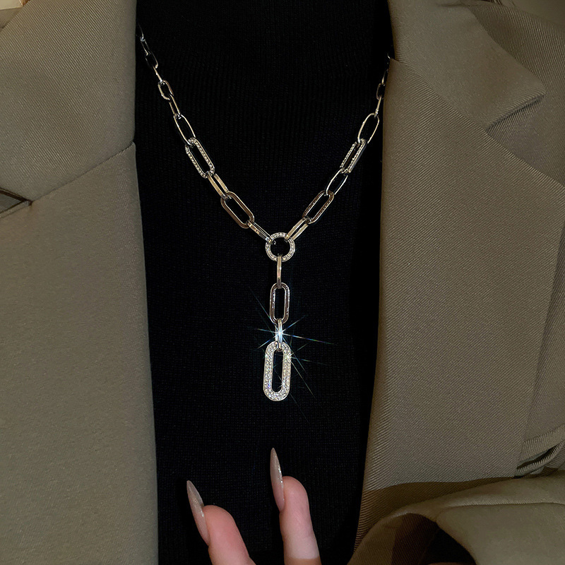欧美跨境几何水滴高级感项链小众气质冷淡风毛衣链秋冬新款饰品女详情30