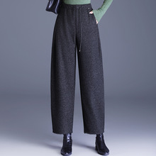 毛呢宽松时尚弯刀裤遮胯减龄显瘦哈伦裤2025年秋冬款高腰阔腿长裤
