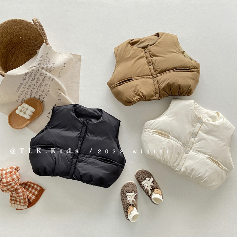 Korean version of down thickened small medium-sized children's external wear, warm shoulder stylish vest boys and girls,_voghion.com