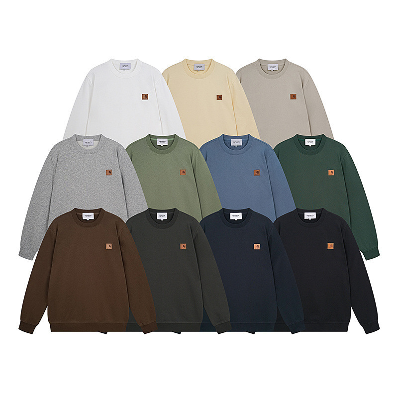 Carhartt Carhartt Embroidered Leather Label Round Neck Terry Sweatshirt European and American Trendyy Men's and Women's Casual Long-Sleeved Sweatshirt Carhartt Carhartt Embroidered Leather Label Round Neck Terry Sweatshirt European and American Trendyy Men's and Women's Casual Long-Sleeved Sweatshirt