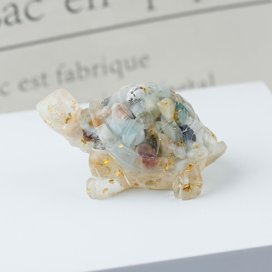 Cristal natural Animal Cristal blanco Cute Little Turtle Decoración creativa Adornos de escritorio Artesanías Decoración de coche