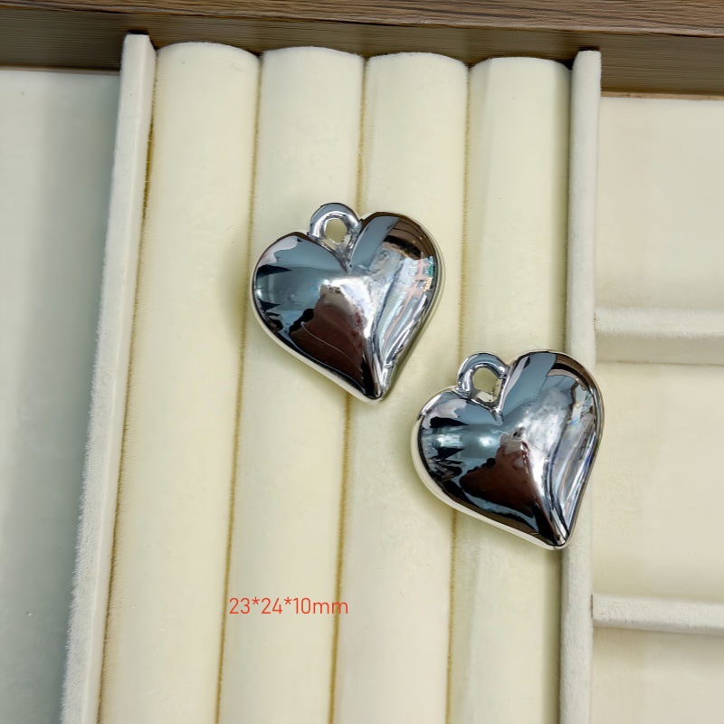 Chapado en oro y plata para proteger el color de la superficie brillante de acrílico melocotón amado colgante en forma de corazón pulsera manual collar de clavícula juguete DIY image 14