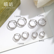 嘻咕E2063 通体S999银双层素圈耳扣女小众设计耳圈2024新款潮简约