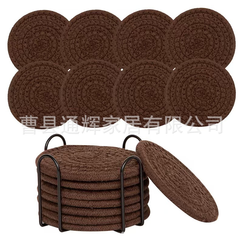 Tazas de algodón trenzadas de alambre nórdico almohadilla de mortero de cocina de mesa de comedor espesa almohadilla aislante de calor almohadilla de algodón trenzada redonda