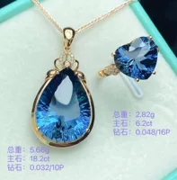 Модные новые живые новые натуральные топазовый набор 18k золотой кулон 18.2ct кольцо 6.2ct ювелирные изделия