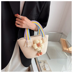 Straw bag women's 2022 new Korean style trendy small fresh rainbow handbag Internet celebrity versatile foreign style handbag