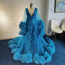 外贸新款新娘结婚开衫晨袍孔雀蓝时尚敬酒拖尾晚礼服宴会主持服装
