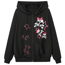 D 94731 Zipper Hoodie with Skull Design ������������ ��