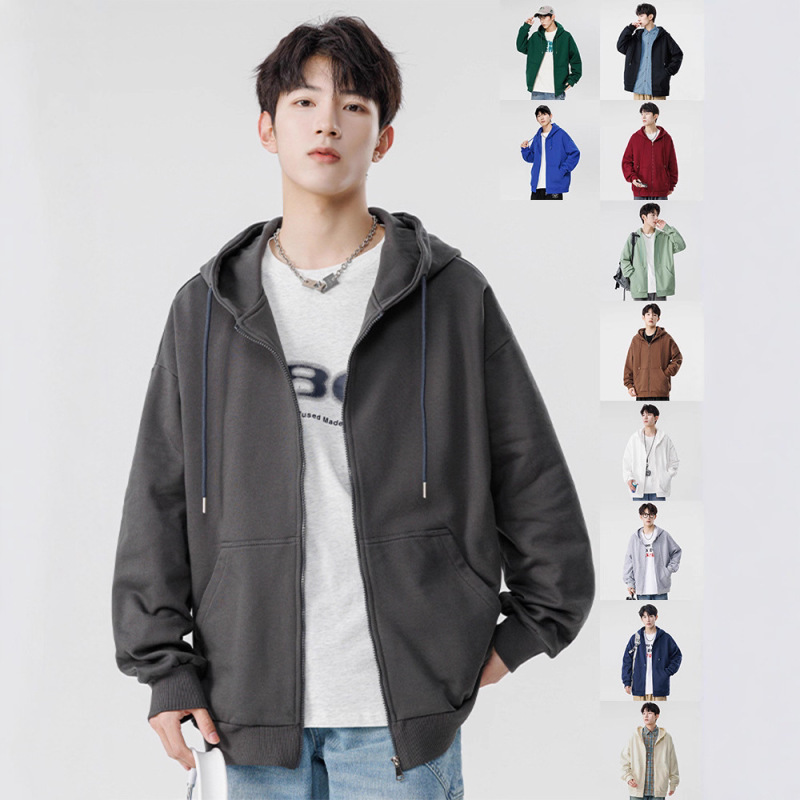Jianheng Drawstring Hooded Sweatshirt Heavyweight Men's Loose Casual Sweatshirt Jacket Custom Autumn and Winter Wholesale Hoodie Couple