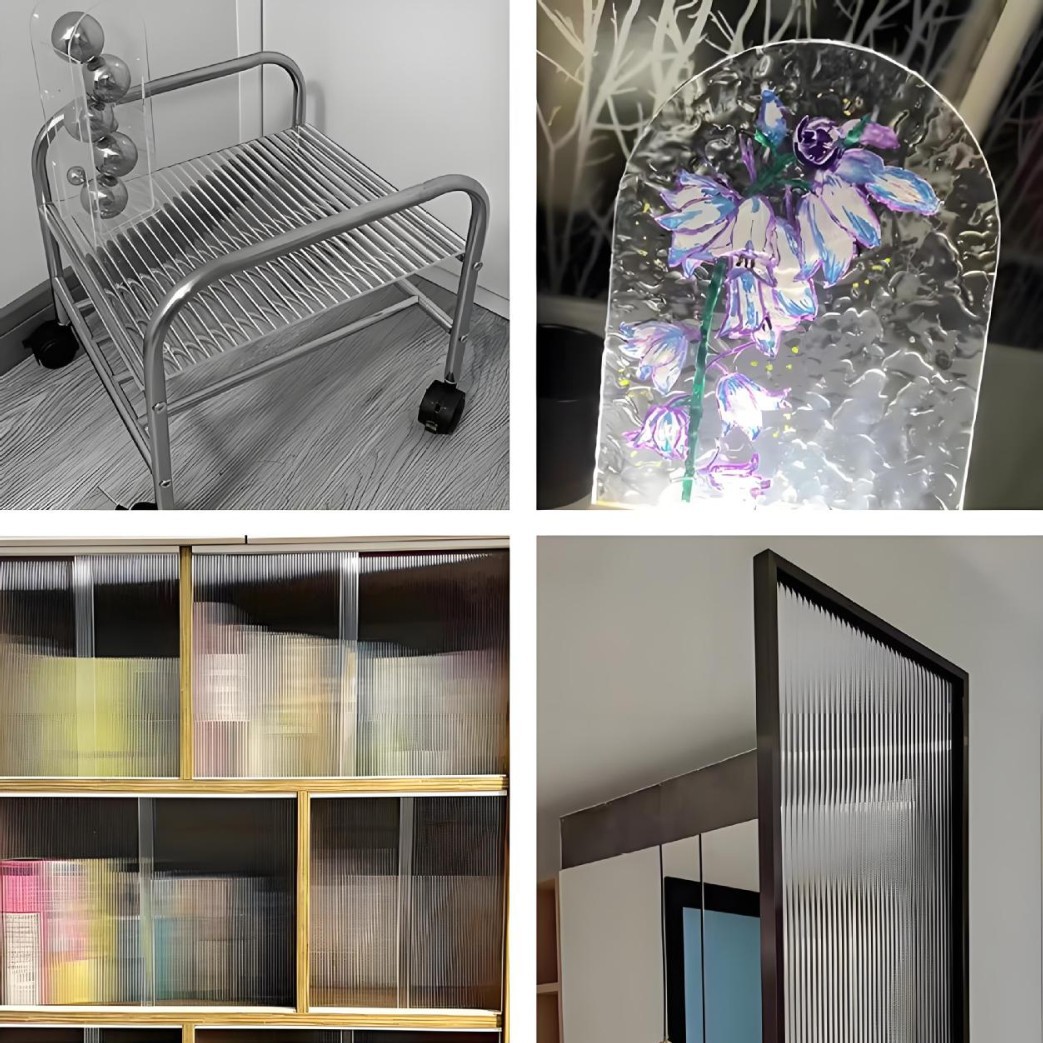 透明亚克力石头纹板长虹粗细条纹UV印刷渐变屏风彩色隔断打孔