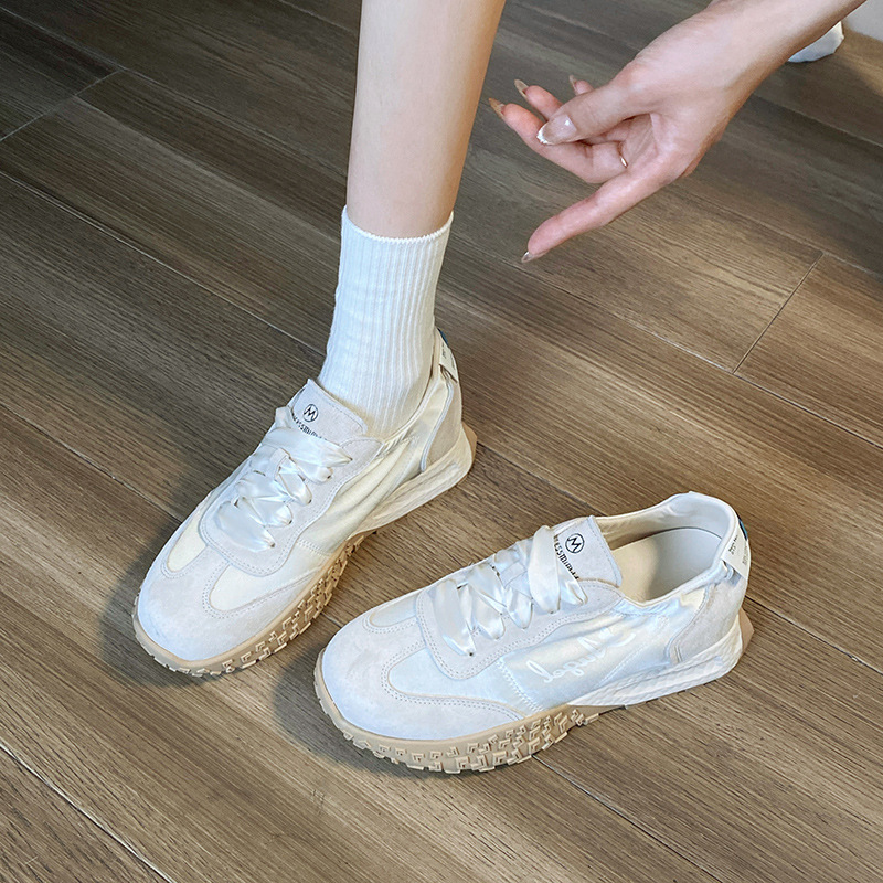 Women's 2025 New Breathable German Training Shoes with Inner Height Increase, Thick-Soled Casual Shoes, Versatile Genuine Leather Sports Shoes