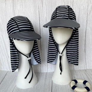 Sunscreen Swimming Cap Sunshade Cap Children's Seaside Beach Sunscreen Beach Neck Protection Parent-Child Baby Breathable Fabric Swimming Cap