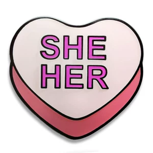 She Pronoun Pink Heart Brooch Pin Badge Metal Alloy Enamel Enamel Badge Accessories