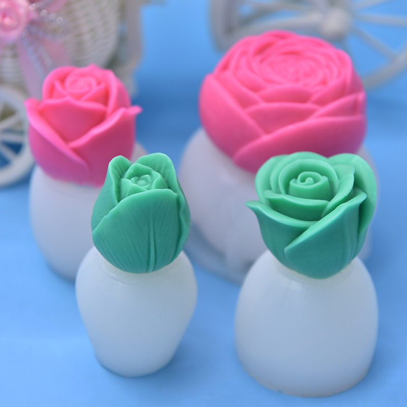 バラの花のつぼみの形のシリコーン型石鹸シリコーン型フォンダン diy キャンドル型|undefined