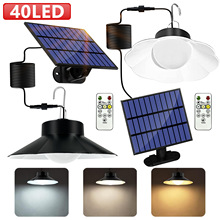 40LED双色太阳能灯户外庭院吊灯遥控分体人体感应露台阳台室外照