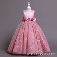 アマゾンの起爆ワンピースの女の子の夏服の女の子の王女のスカートの蓬蓬のスカートの中の大きい子供のワンピースの子供服の卸売り