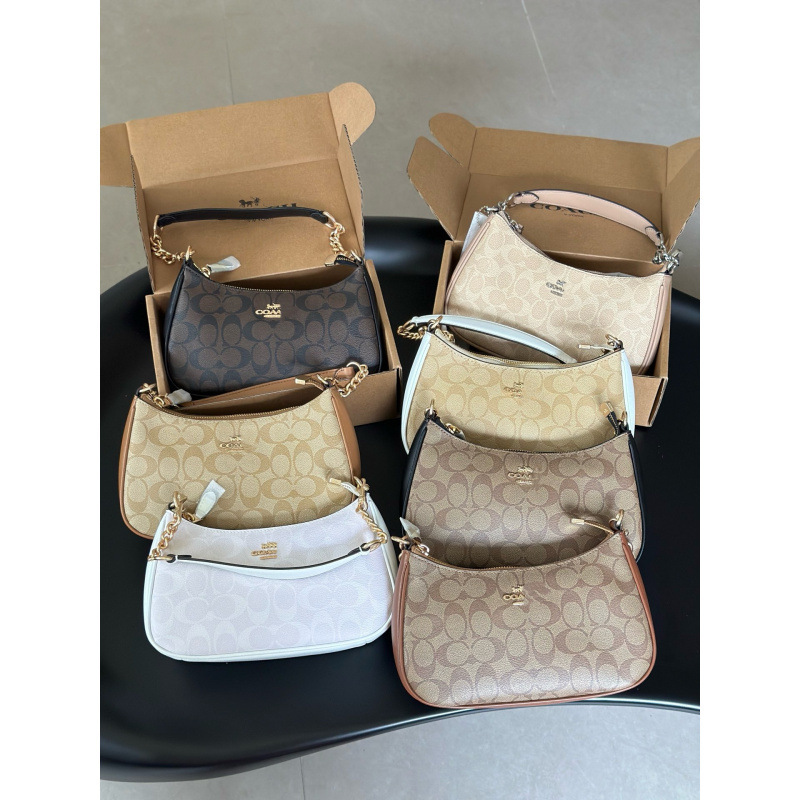 Coach Teri 24 Moon Crescent Underarm Bag Handheld Shoulder Chain Mahjong Bag Crossbody Half Moon Dumpling Bag