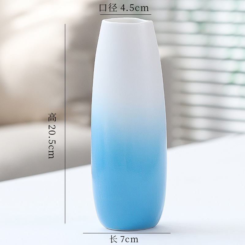 シンプルな現代の満天星陶磁器の花瓶の置物の客間の白い磁器の小さい清新な乾いた花の生け花の創意の陶磁器の花器|undefined