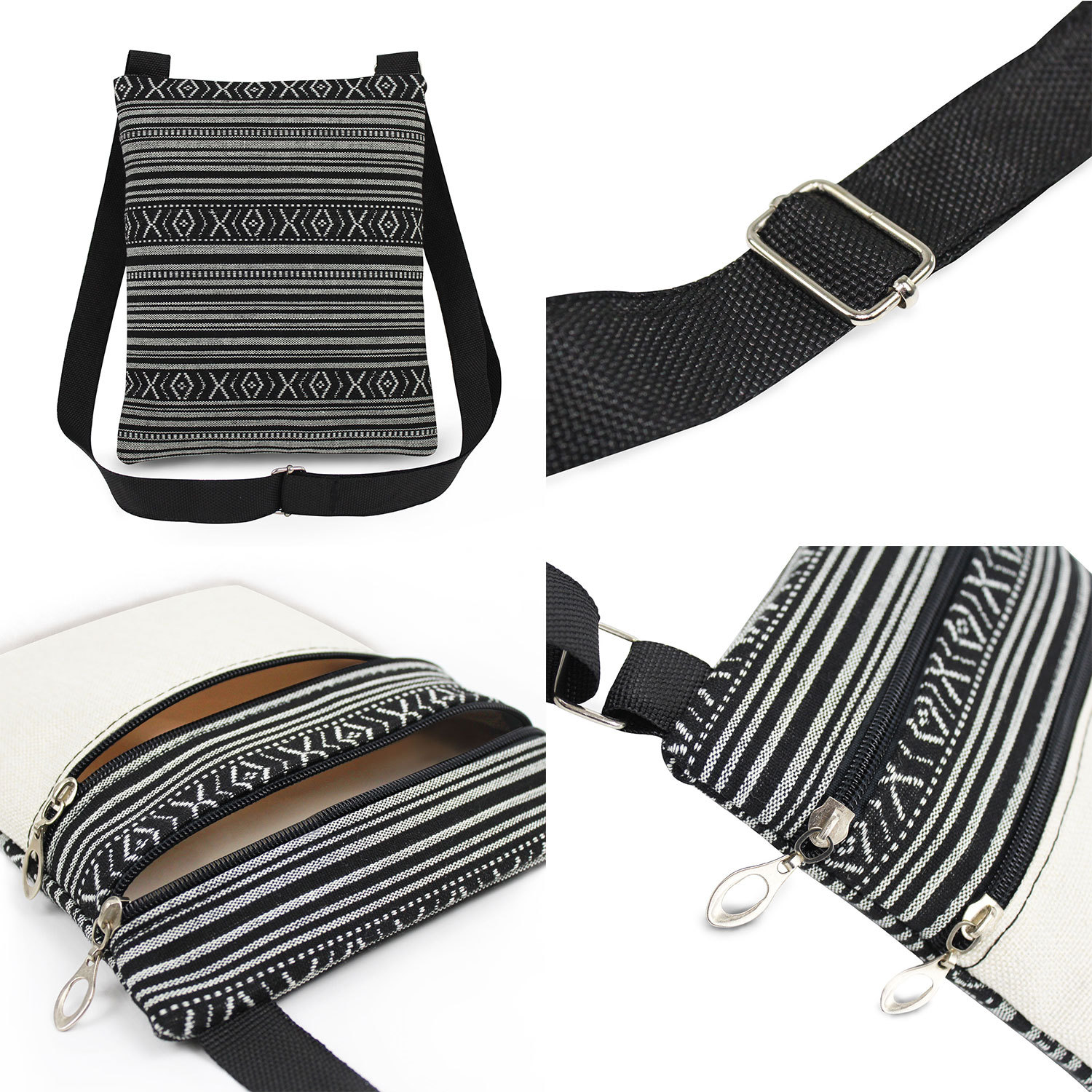 Women's Canvas Human Flower Streetwear Square Zipper Messenger Bag display picture 6