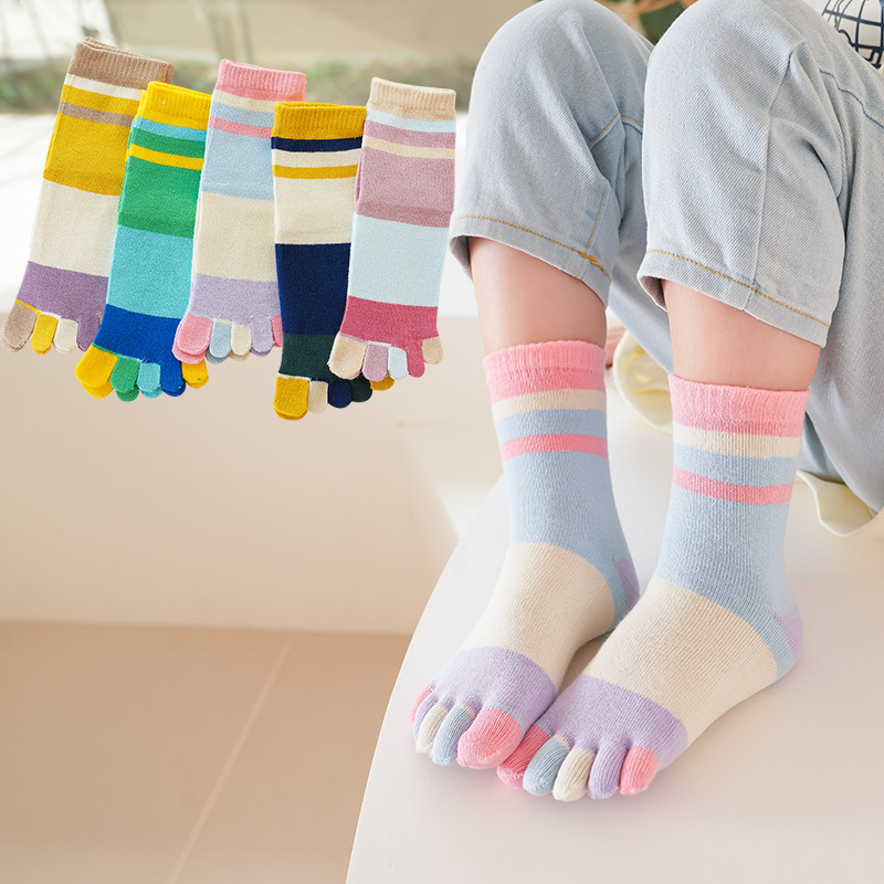 New children's five-finger socks cotton socks toe socks sweat-absorbent toe socks mid-calf