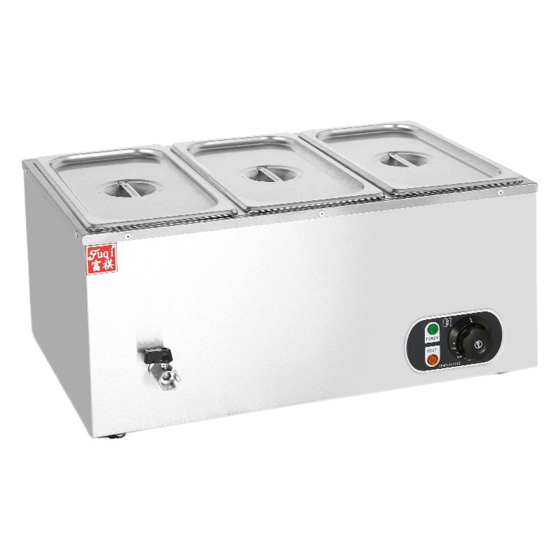 FUQI aislamiento eléctrico comercial comida rápida mesa de aislamiento de acero inoxidable mesa de comedor escritorio calefacción eléctrica aislamiento sopa piscina