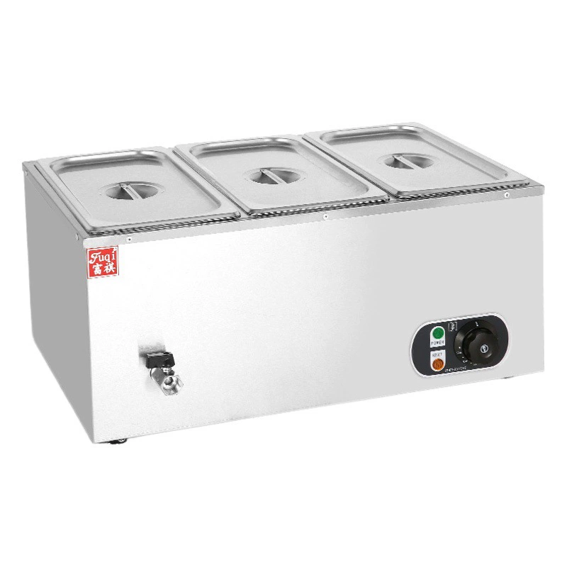 Электрический изолированный подогреватель для фастфуда Fuqi, изолированный поднос для подачи еды из нержавеющей стали, настольный электрический подогреватель для супа.