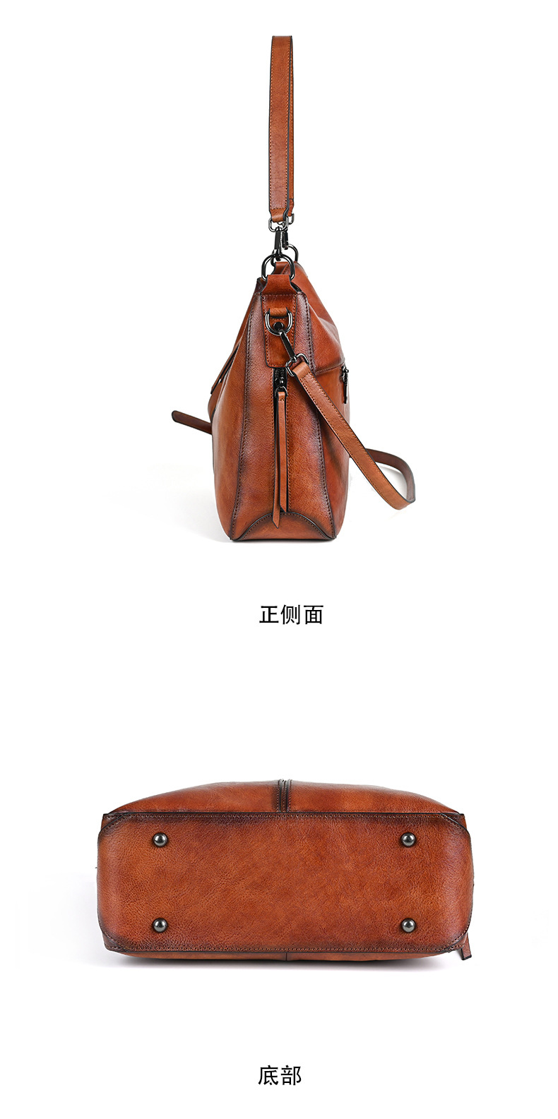 Túi xách nữ da bò thật cao cấp, dung tích lớn, chất liệu da mềm, đeo chéo/vai, kiểu dáng retro — Màu nâu cổ điển, Màu Cà phê cổ điển, Màu đen cổ điển chi tiết 15