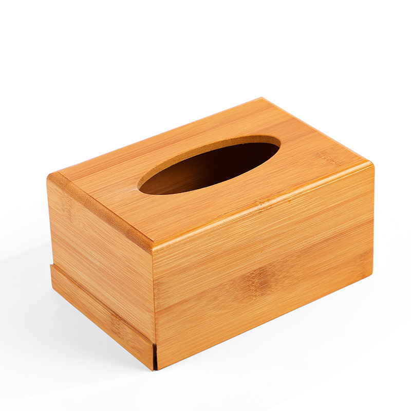 Caja de pañuelos creativa de bambú simple caja de almacenamiento de servilletas domésticas caja de pañuelos dormitorio del hotel