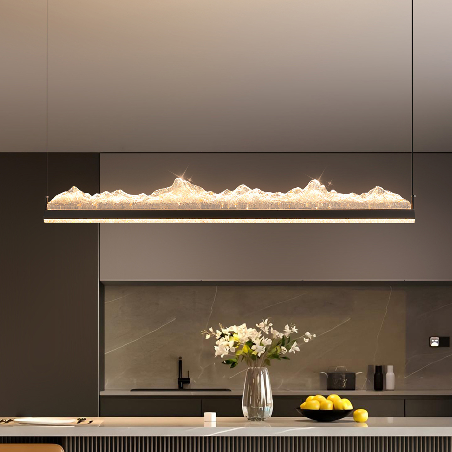 Italiano minimalista iceberg lámpara de restaurante diseñador de arte mesa de té comedor una palabra larga mesa de comedor candelabrera de bar 686L