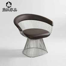 设计师铁线网椅不锈钢金属餐椅售楼处接待椅酒店不锈钢休闲椅