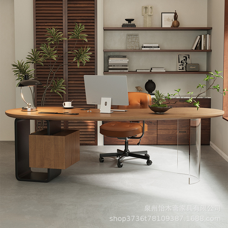 Designer Solid Wood Desk Modern Simple Suspension Creative Computer Boss Manager Desk Light Luxury Curved Book Table Designer Solid Wood Desk Modern Simple Suspension Creative Computer Boss Manager Desk Light Luxury Curved Book Table