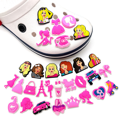 30pcs Barbie Princess PVC soft rubber clog shoe decorative buckle cross-border DIY cartoon shoe flower shoe buckle accessories