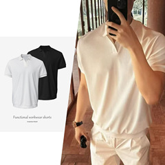 【GTAL】アメリカン シーガルカラー POLOシャツ 半袖 メンズ 軽量 通勤 ビジネス ニット ストレッチ ボード Tシャツ