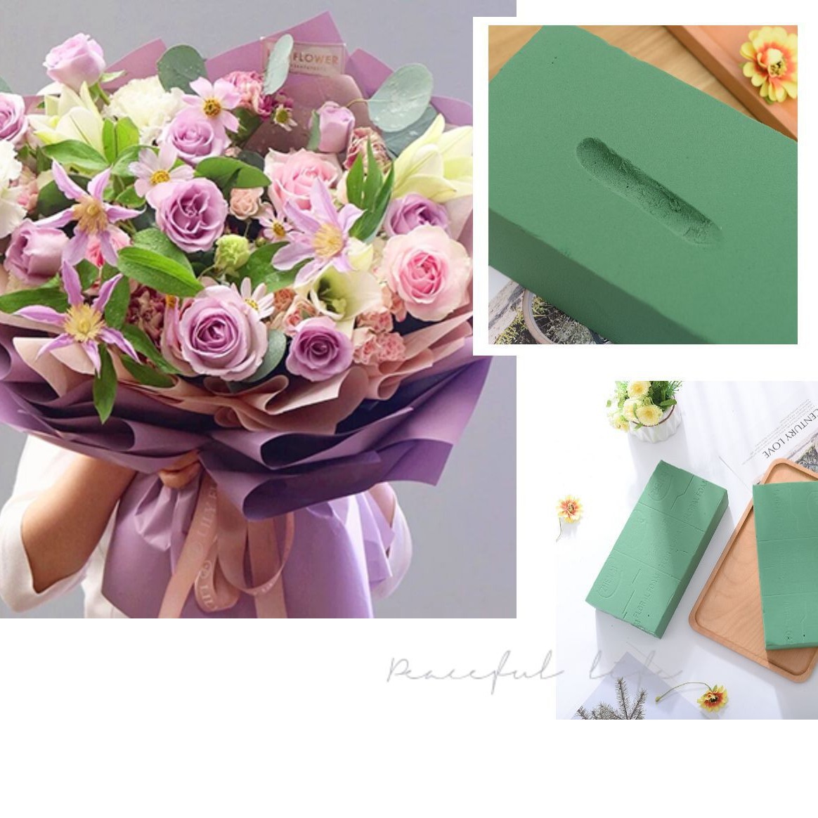 Barro de flores, barro de arreglos florales, barro de flores, barro de arreglos florales, esponja absorbente de agua, barro seco, base de arreglos florales grandes, 40 piezas