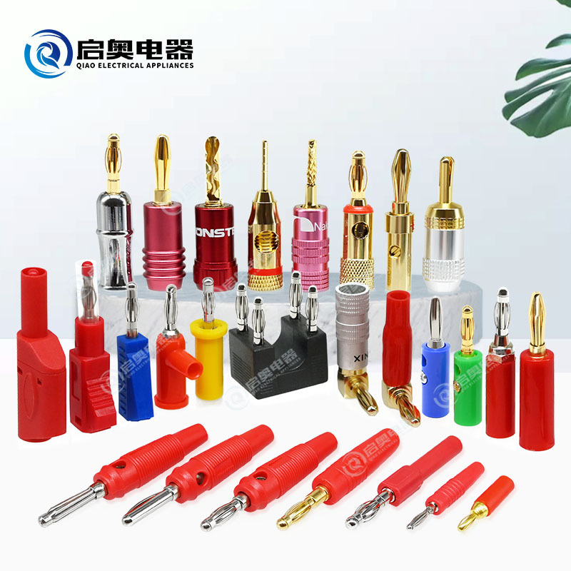 【厂家直销】 镀金音响香蕉头  红黑香蕉插头音响线喇叭线