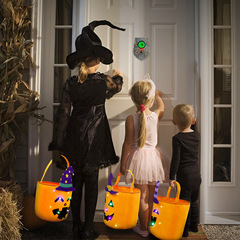 国境を越えた人気のハロウィーンフェルトキャンディバッグ、カボチャの形をしたハロウィーンの装飾グッズ、LEDライト付きポータブルバッグ
