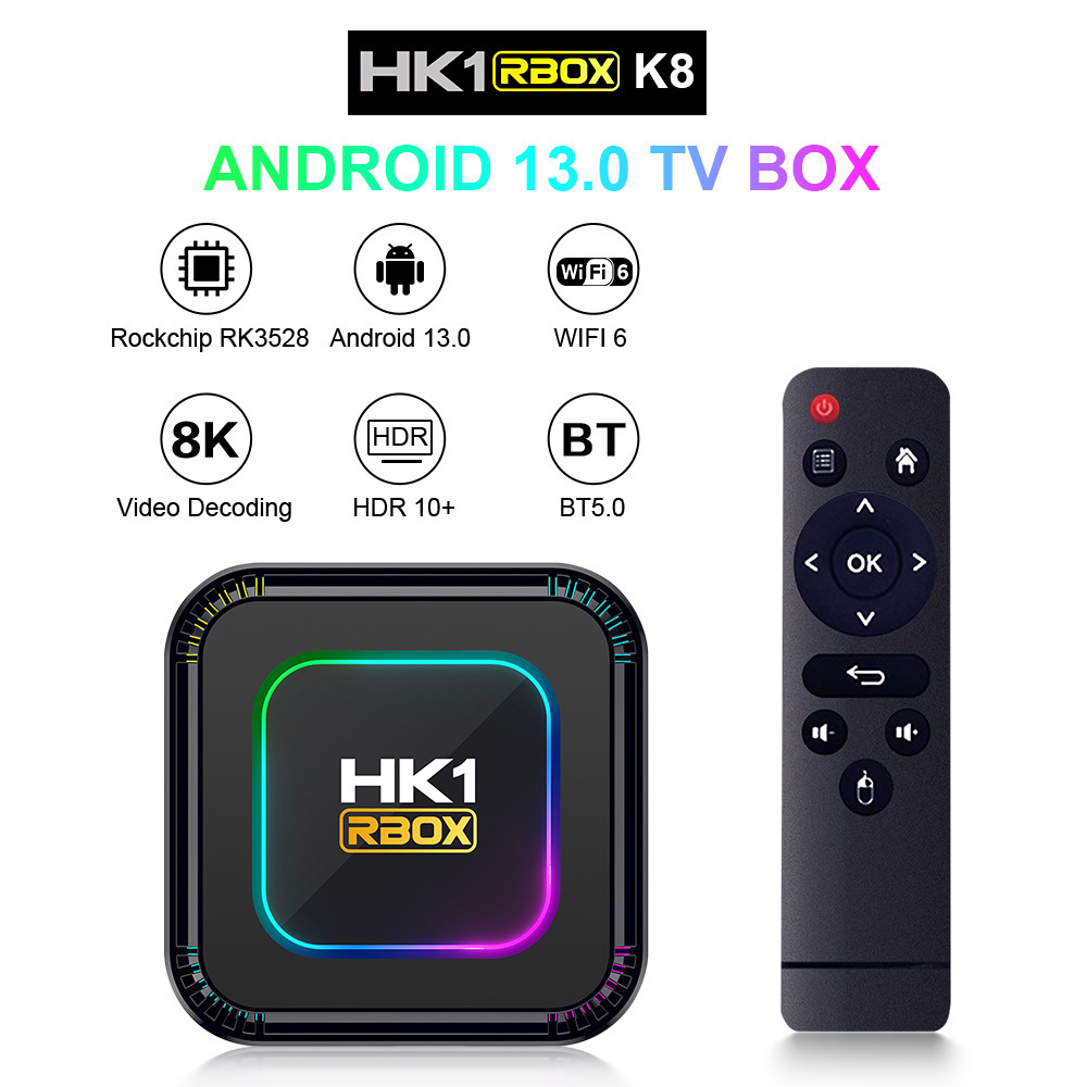 HK1 RBOX-K8安卓13.0网络机顶盒 TV BOX RK3528 WIFI6 8K 蓝牙5.0