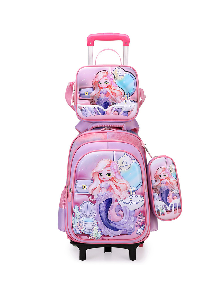 Fábrica en stock de nuevos estudiantes de cuero cóncavo tirón mochila 3 ~ 6 grados de dibujos animados niños tres piezas conjunto de mochila