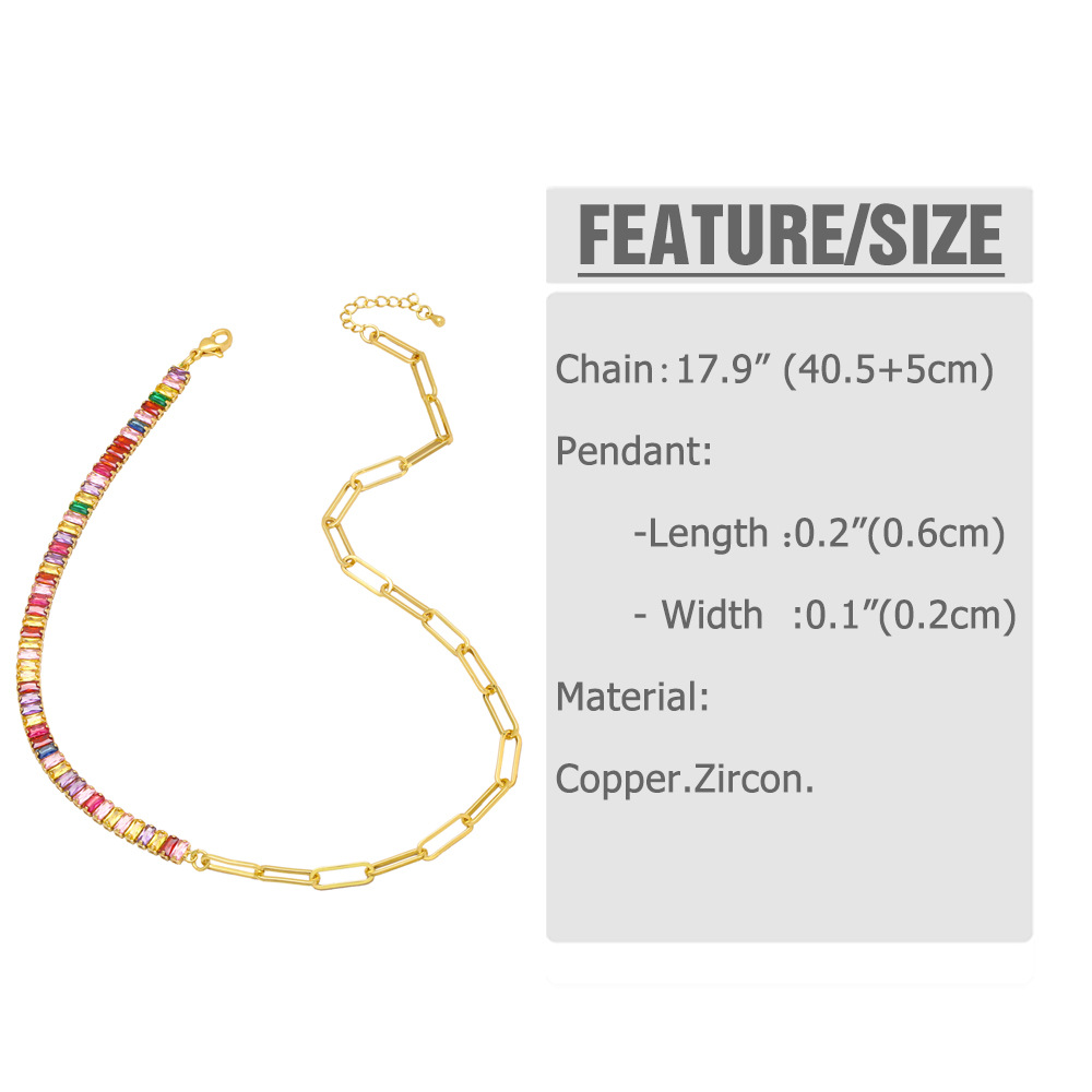 Fashion Hip Hop Zircon Stitching Clavicle Chain  Copper Necklace