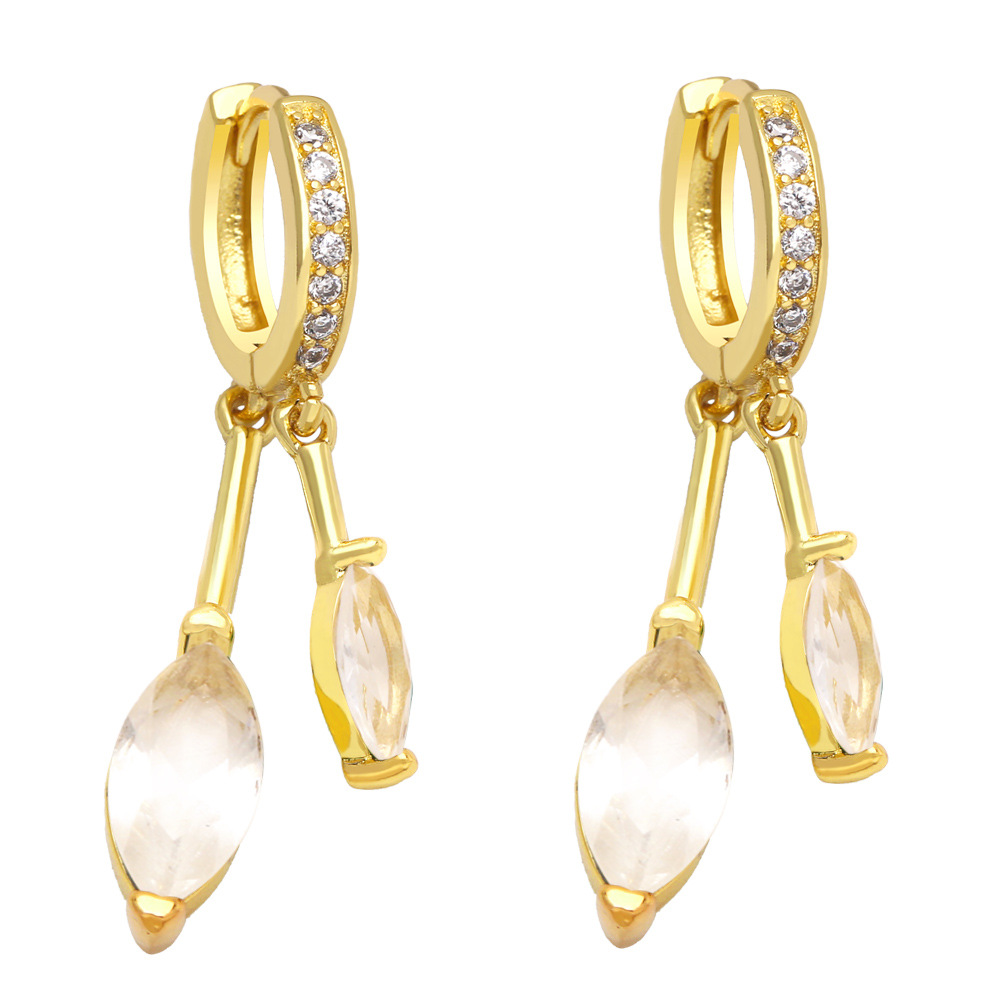 Moda Asimétrica Geométrica Zirconia Borla Cobre Pendientes Mujer display picture 5