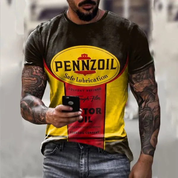 Cross-border Amazon hombres camisa de cuello redondo retro manga corta estilo europeo y americano impreso N ° 66 carretera carta camiseta