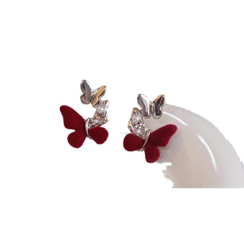 Burgundy demi-season retro elegant brand earrings