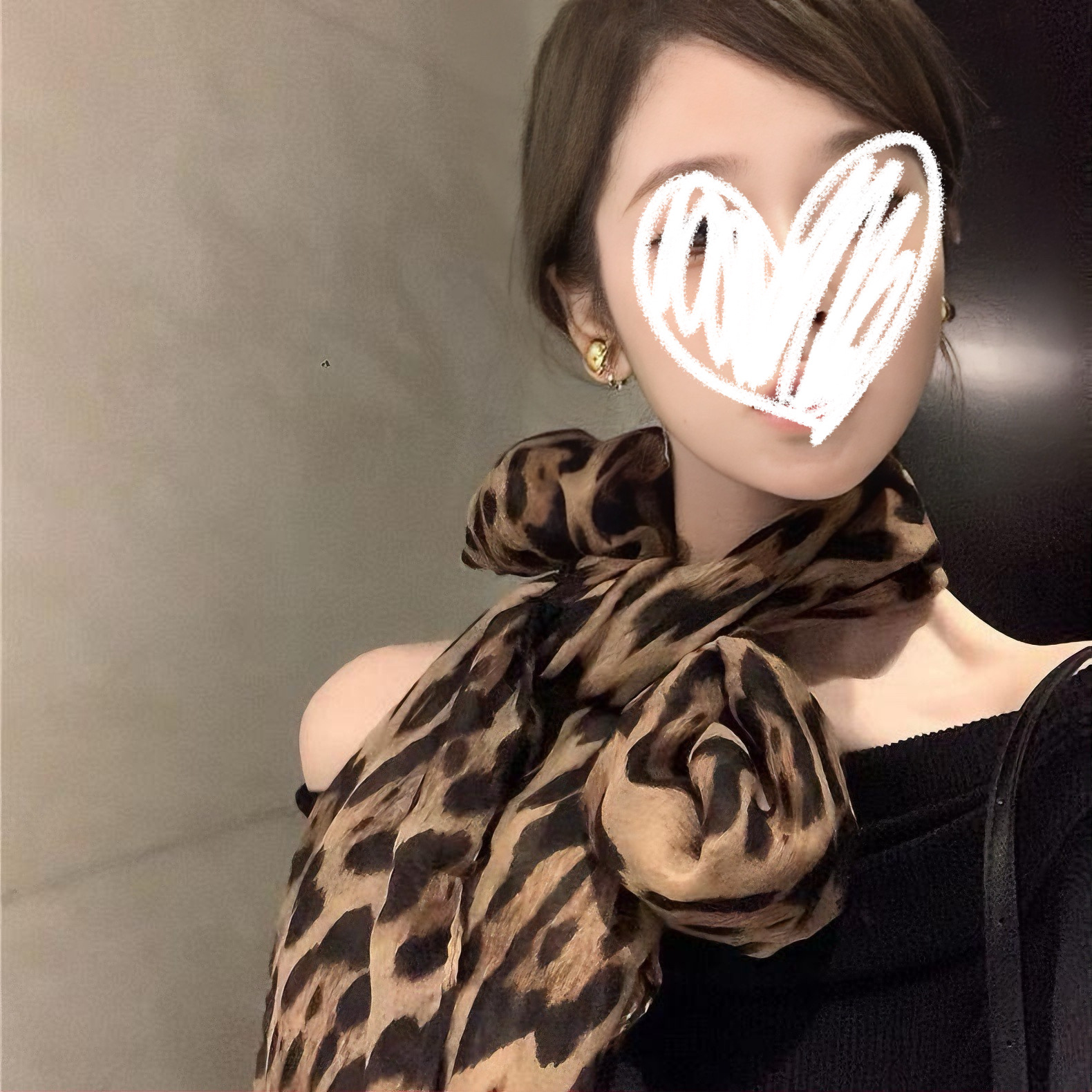 표범 무늬 실크 스카프