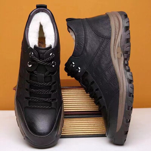 Men's shoes  winter new style velvet thickened cotton shoes comfortable PU surface high-top casual shoes sports outdoor hiking shoes