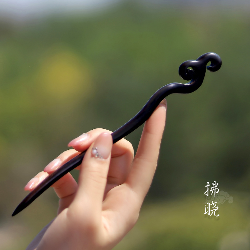 Xiangyun horquilla estilo antiguo simple diario de alto grado updo horquilla de madera nuevo estilo chino accesorios para el cabello palillos de ébano al por mayor