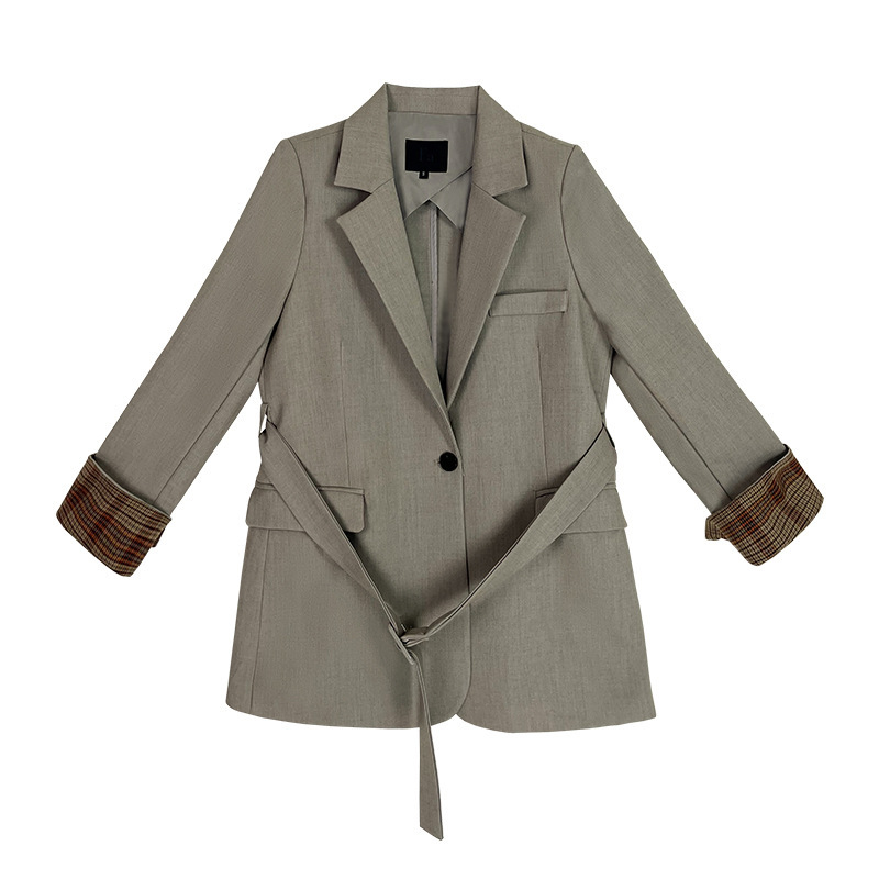 Fangfala 2026 Spring and Autumn Thirteen Rows Wholesale New Style Suit Commuting Tie-Up Slim Fit Plaid Single-Layer Jacket