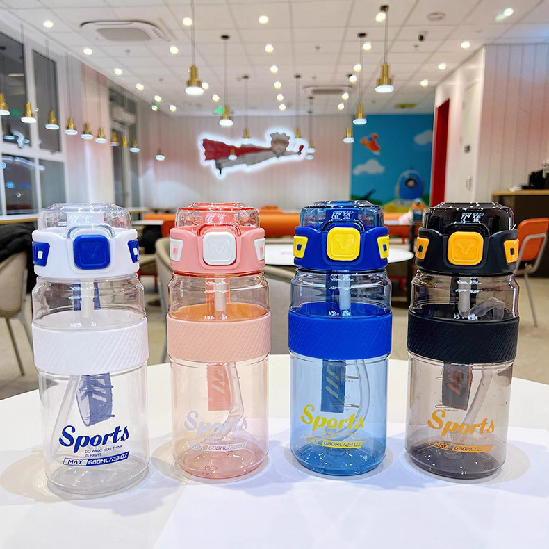 Taza de plástico antideslizante, taza espacial de plástico de gran capacidad, taza de agua portátil, taza de agua de paja.