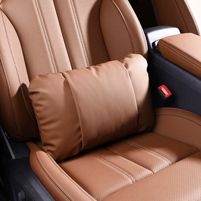 Y headrest, updated Y lumbar – Waist support - lumbar-support-1-piece-ochre-brown-nappa-leather-for-comfort-and-stress-relief