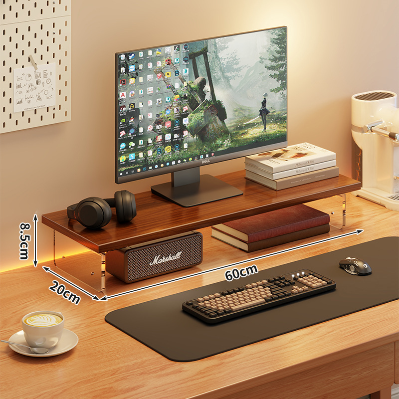 Estante de elevación de computadora escritorio acrílico de escritorio monitor base elevación de pantalla de soporte de suspensión estante de artículos